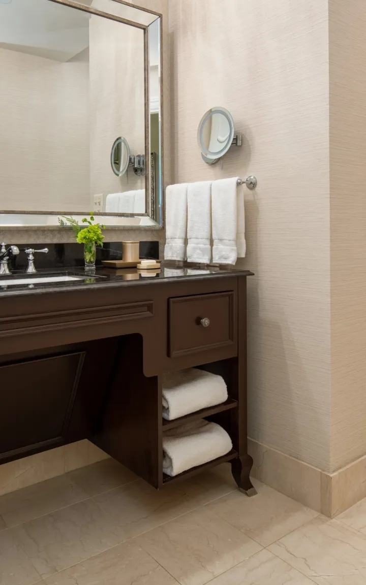 ADA Guestroom Bathroom With A Roll In Shower